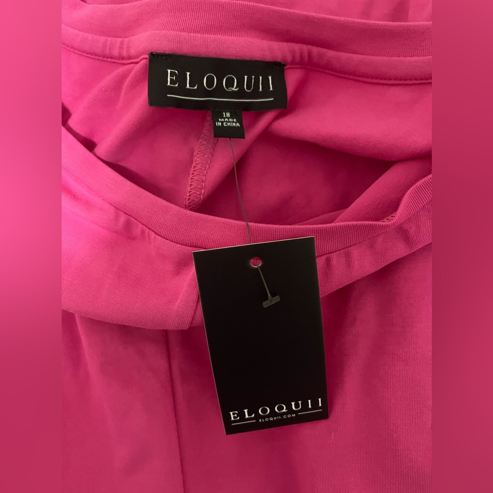 Eloquii Hot Pink Cross Front Flutter Sleeve Tie Belt Dress Size 18 - Picture 3 of 6